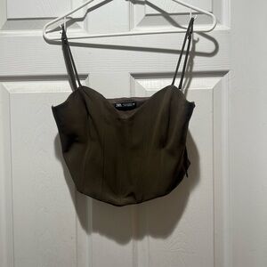 Zara Dark Olive Camisole Top